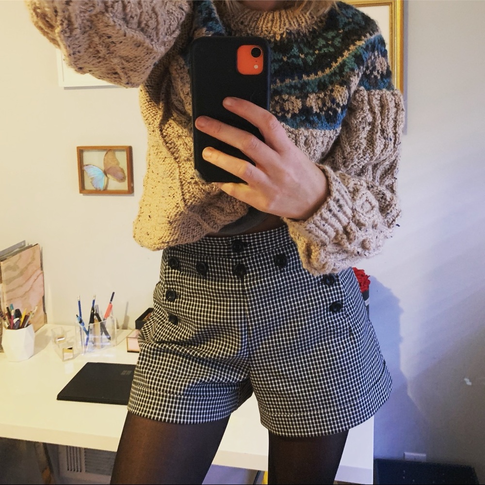 Vintage Cache high waist houndstooth shorts 6